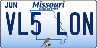 MO license plate VL5L0N