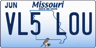 MO license plate VL5L0U