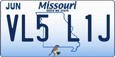 MO license plate VL5L1J