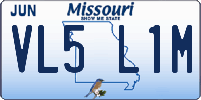 MO license plate VL5L1M