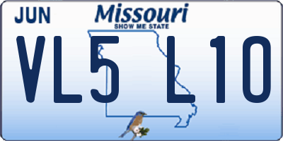 MO license plate VL5L1O