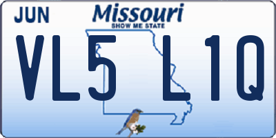 MO license plate VL5L1Q