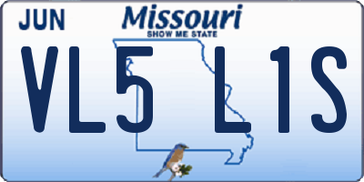 MO license plate VL5L1S