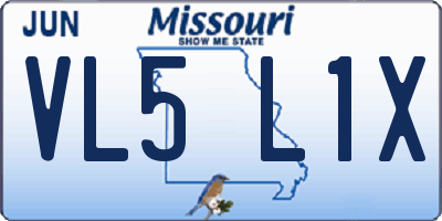 MO license plate VL5L1X
