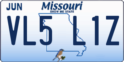 MO license plate VL5L1Z