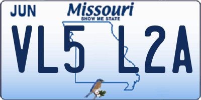 MO license plate VL5L2A