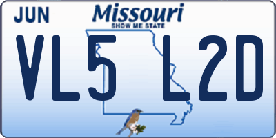 MO license plate VL5L2D