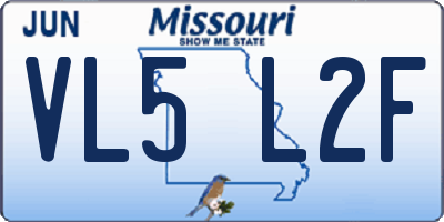 MO license plate VL5L2F