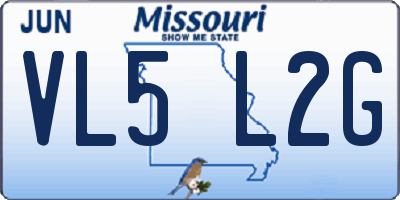 MO license plate VL5L2G