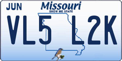 MO license plate VL5L2K