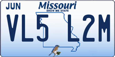 MO license plate VL5L2M