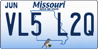MO license plate VL5L2Q