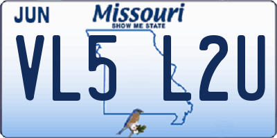 MO license plate VL5L2U