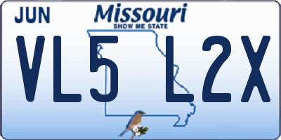 MO license plate VL5L2X