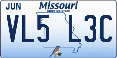 MO license plate VL5L3C