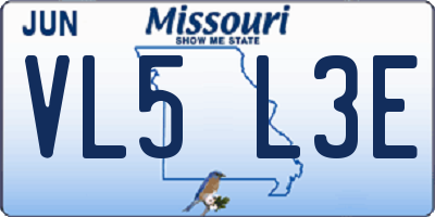 MO license plate VL5L3E