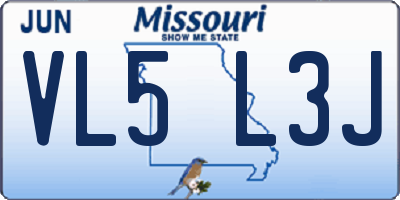 MO license plate VL5L3J