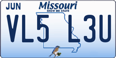 MO license plate VL5L3U