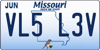 MO license plate VL5L3V