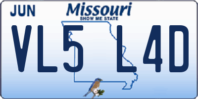 MO license plate VL5L4D