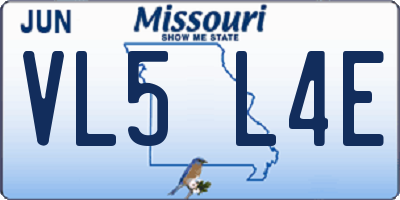 MO license plate VL5L4E