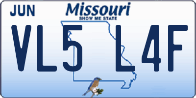 MO license plate VL5L4F