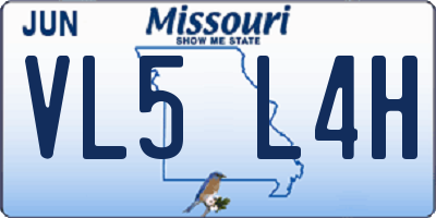 MO license plate VL5L4H