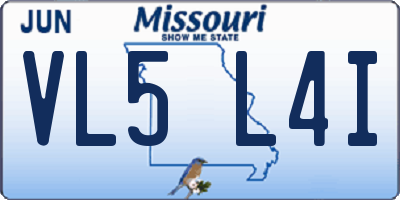 MO license plate VL5L4I