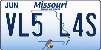 MO license plate VL5L4S