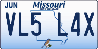 MO license plate VL5L4X