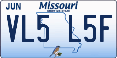 MO license plate VL5L5F