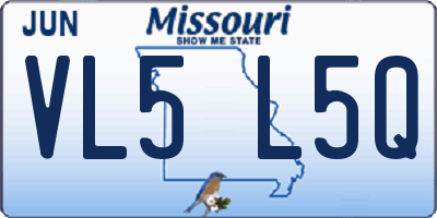 MO license plate VL5L5Q