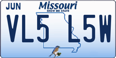 MO license plate VL5L5W