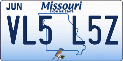 MO license plate VL5L5Z