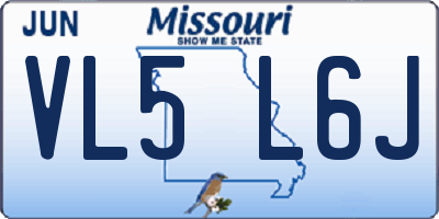 MO license plate VL5L6J