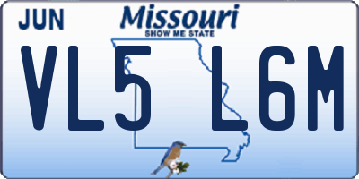 MO license plate VL5L6M