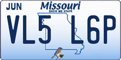 MO license plate VL5L6P