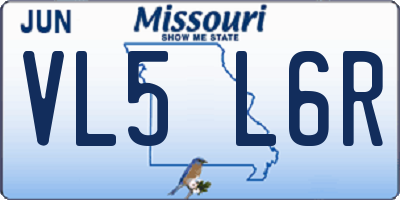 MO license plate VL5L6R