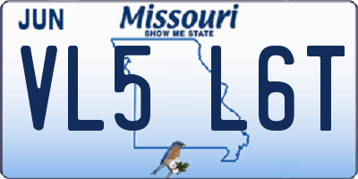 MO license plate VL5L6T