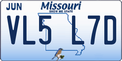 MO license plate VL5L7D