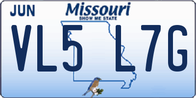 MO license plate VL5L7G