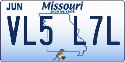 MO license plate VL5L7L