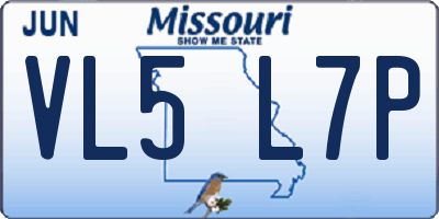 MO license plate VL5L7P