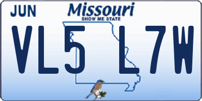 MO license plate VL5L7W