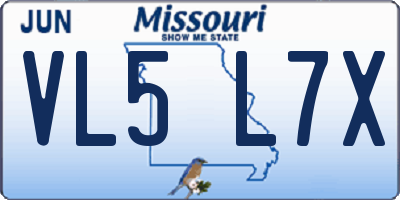 MO license plate VL5L7X