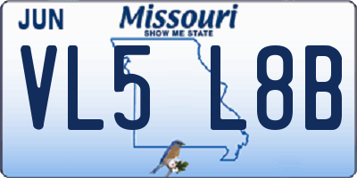 MO license plate VL5L8B