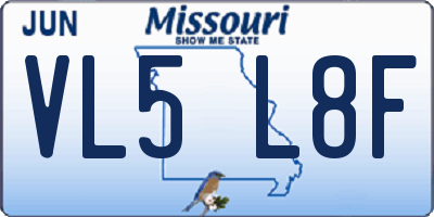 MO license plate VL5L8F