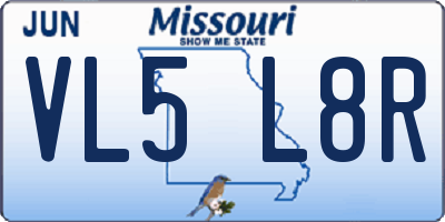 MO license plate VL5L8R