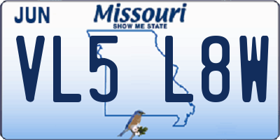 MO license plate VL5L8W
