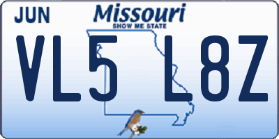 MO license plate VL5L8Z